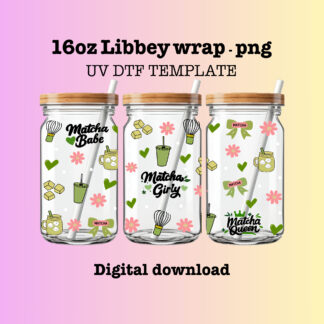 MATCHA LOVERS 16oz GLASS CAN WRAP