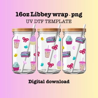 📚🎀 BOOKS & BOWS 16oz  CUP WRAP
