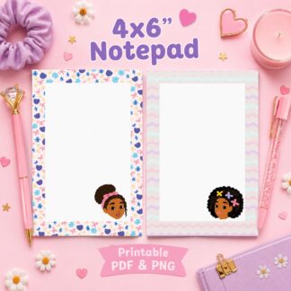 GIRLY PRINTABLE NOTEPAD 4 x 6 inch